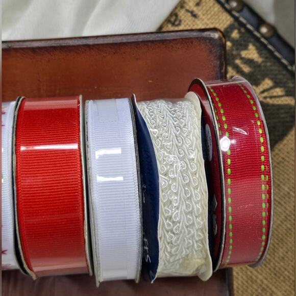 NWT Assorted Decorative Ribbon Set Grosgrain Satin Red White Green Blue Purple - Picture 5 of 5
